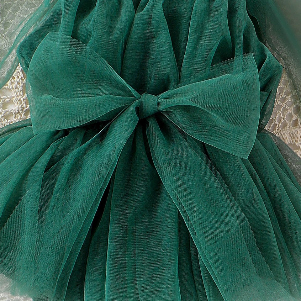 Abito da Bambina in Tulle Rosa con Accessorio Coordinato