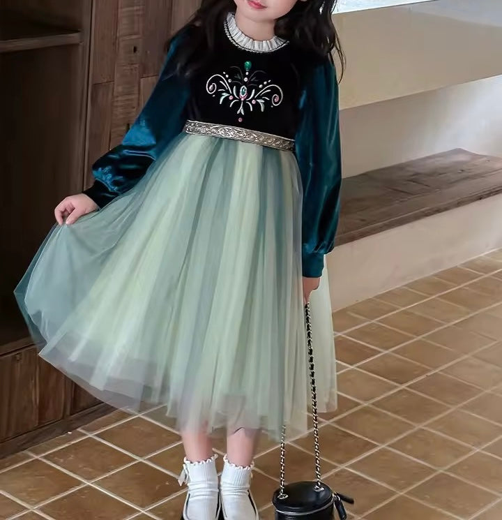 Vestito in velluto Frozen Anna