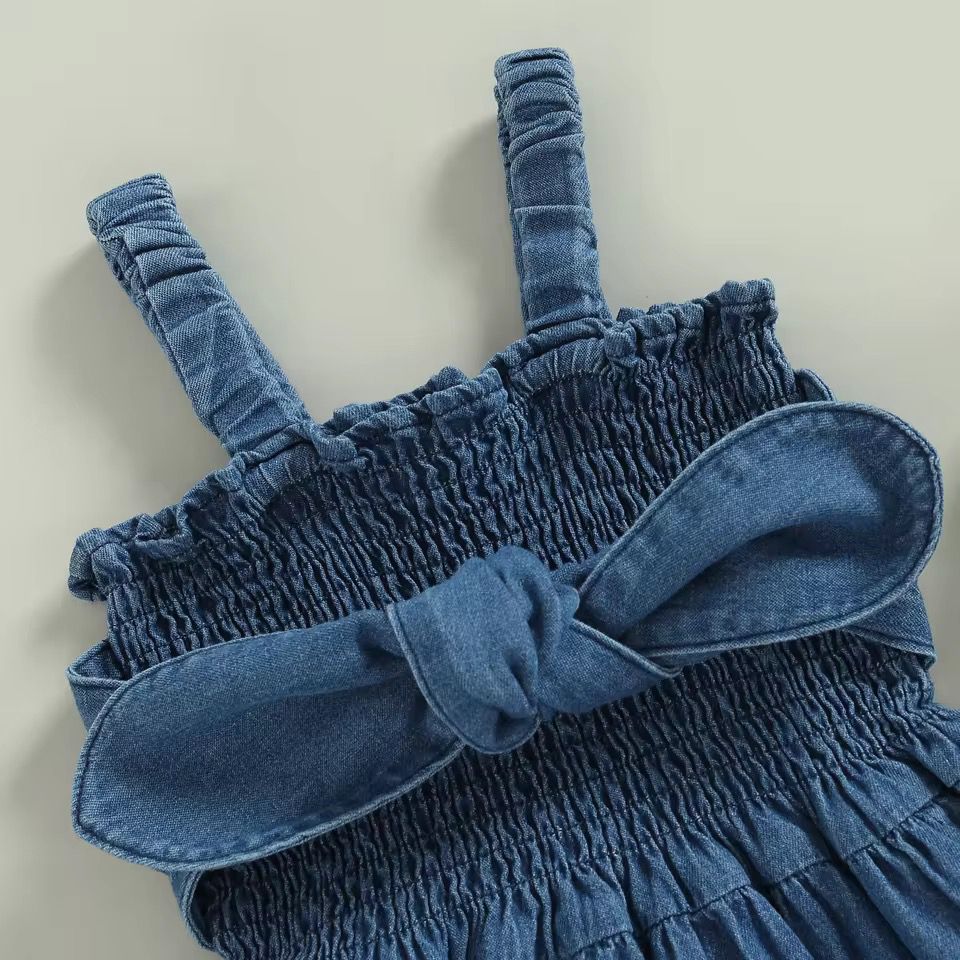 Pagliaccetto Denim baby con fiocco