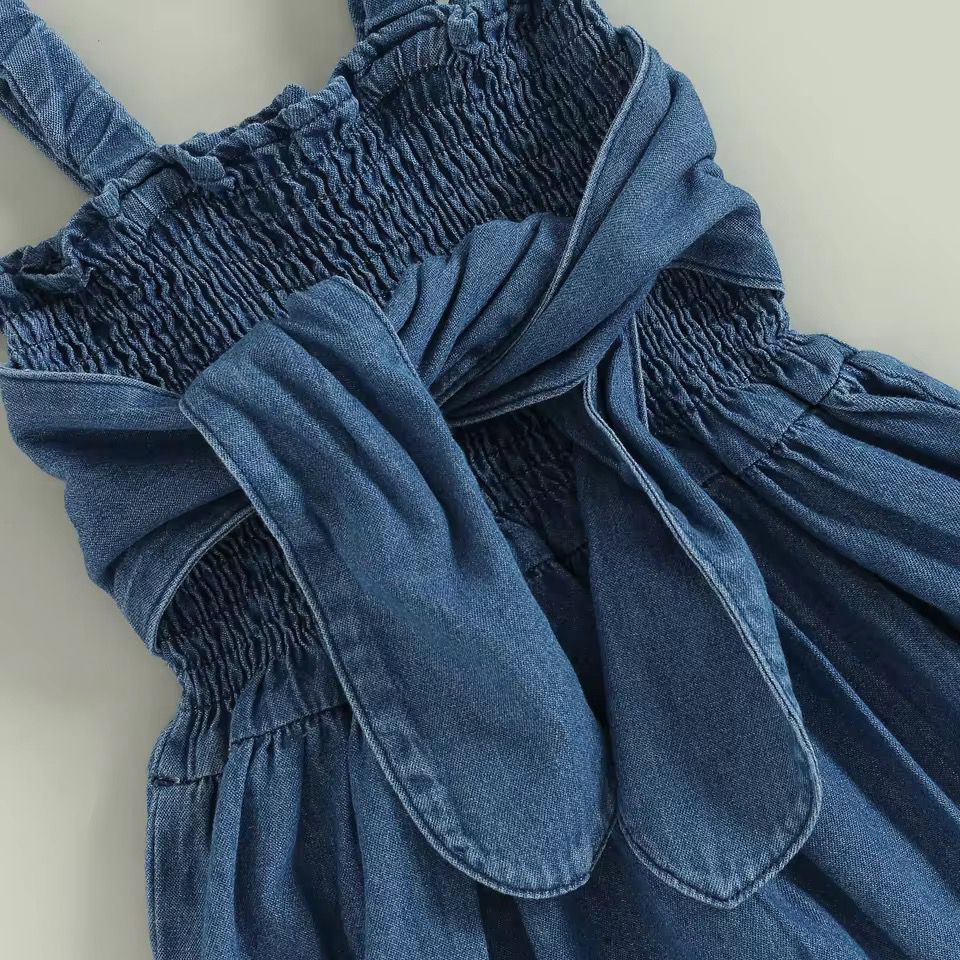 Pagliaccetto Denim baby con fiocco