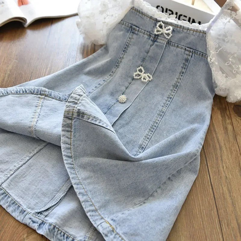 Abito Denim & Pizzo baby