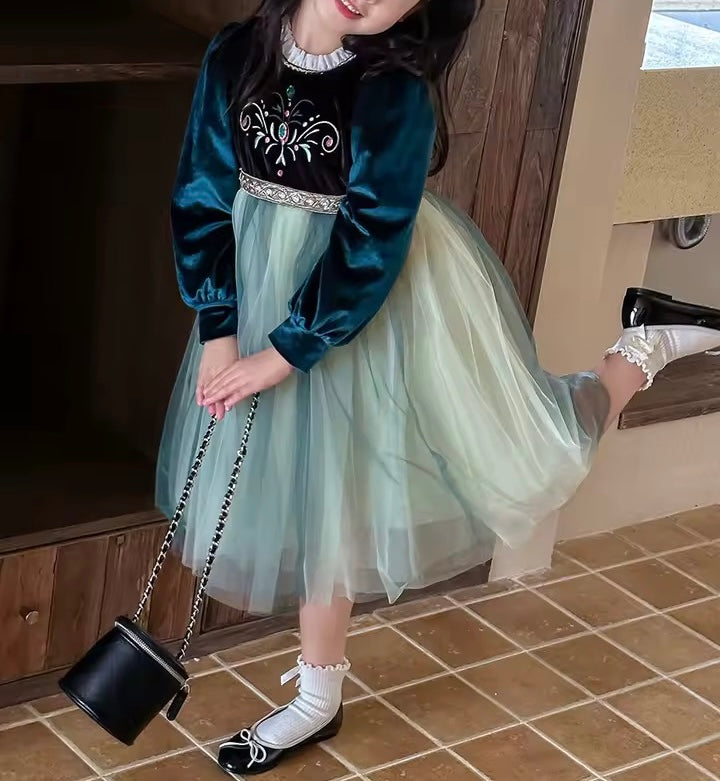 Vestito in velluto Frozen Anna