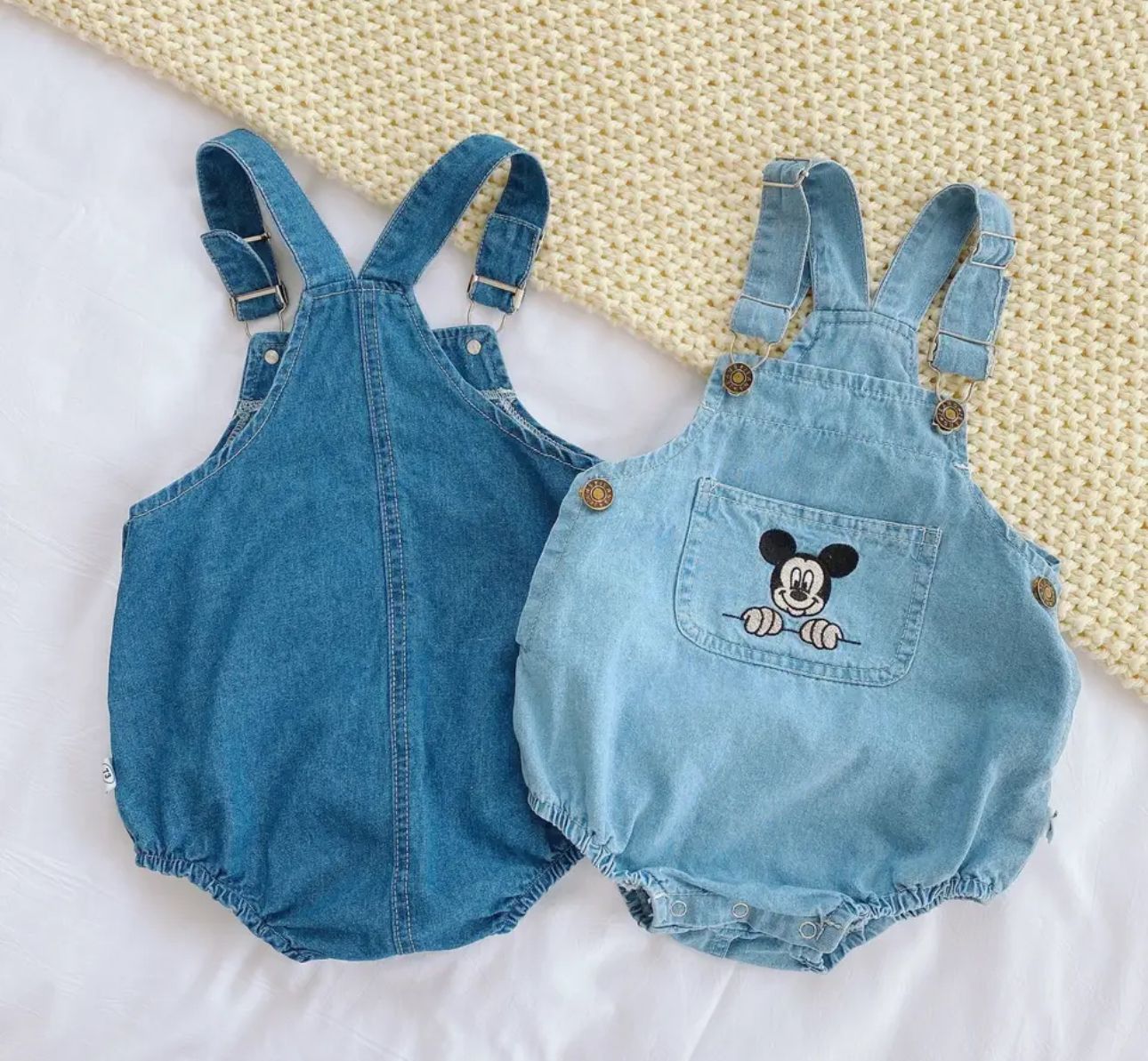 Salopette in Denim baby mouse