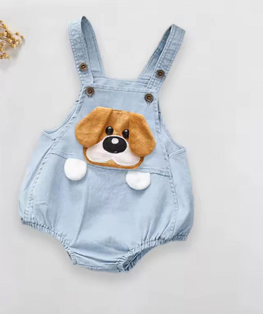 Salopette Denim dog puppet