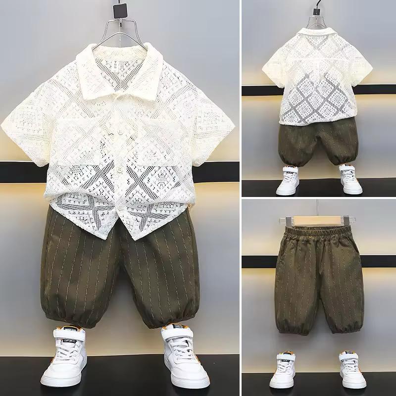 Coordinato Maglia in Pizzo e Pantaloni Cargo Baby