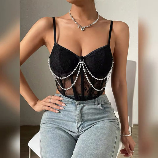 Top a Bustier in Pizzo "Perle"