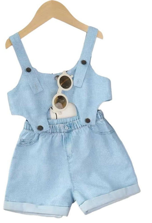 Salopette Shorts Denim Bambina