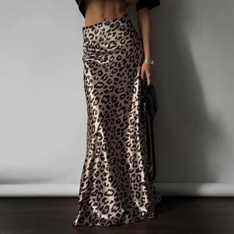 Long Satin Skirt Animalier