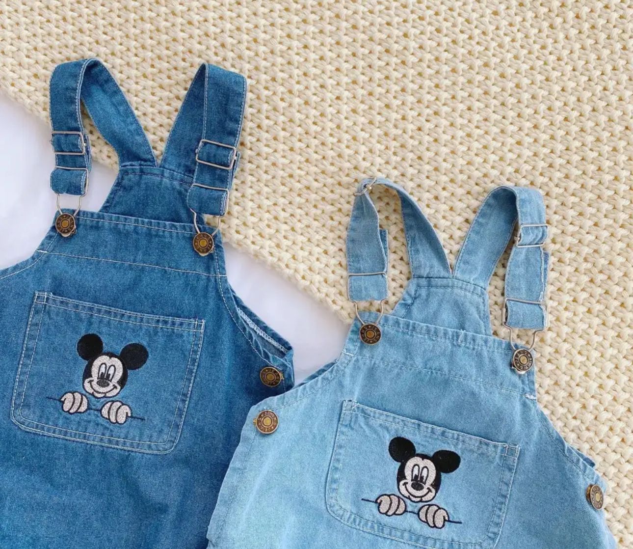 Salopette in Denim baby mouse