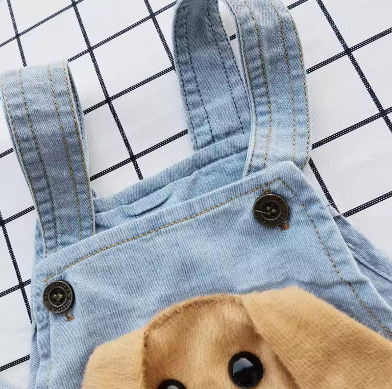 Salopette Denim dog puppet