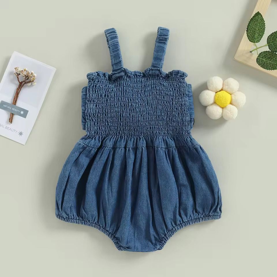 Pagliaccetto Denim baby con fiocco