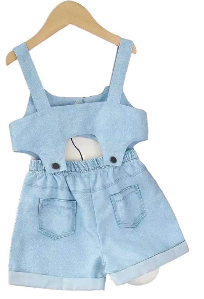 Salopette Shorts Denim Bambina