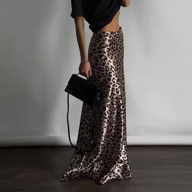 Long Satin Skirt Animalier