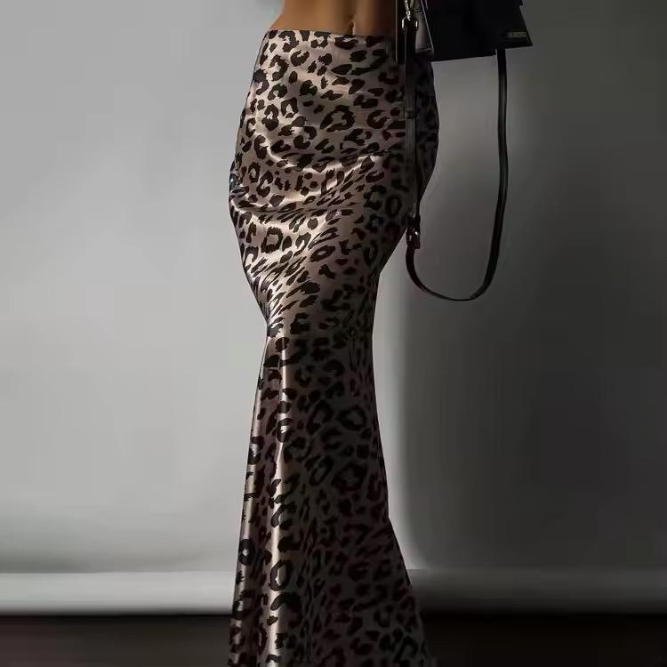 Long Satin Skirt Animalier