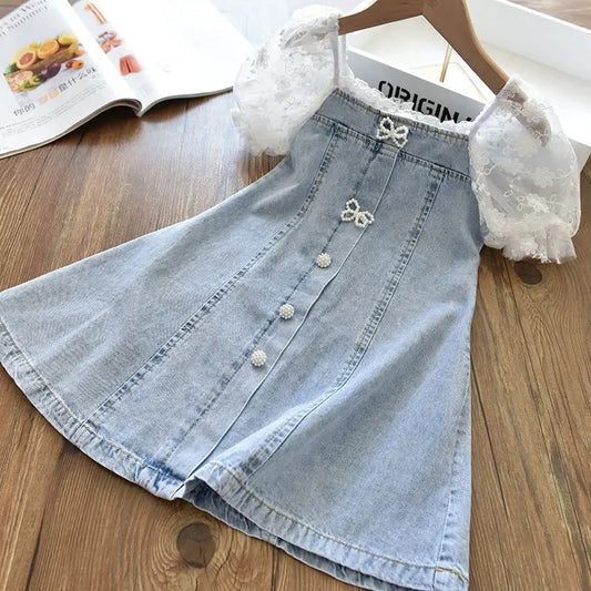 Abito Denim & Pizzo baby